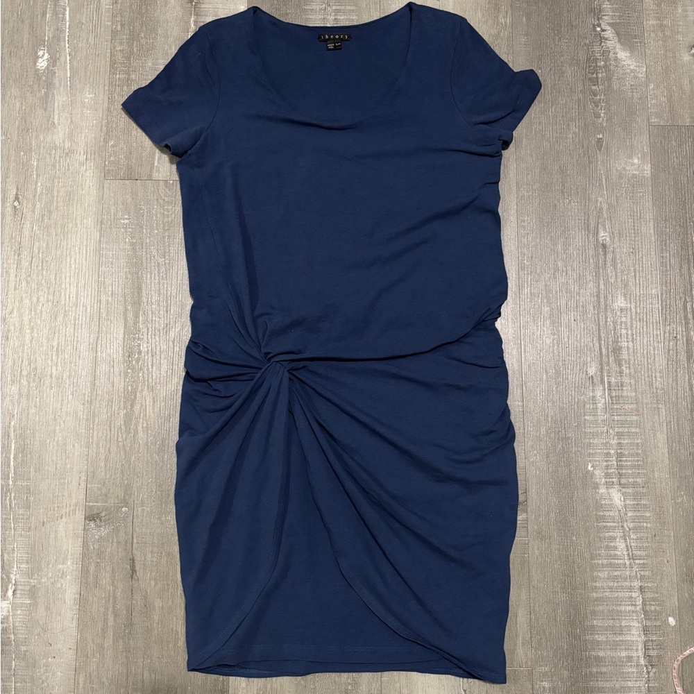 Theory Navy Twist-Front Dress
